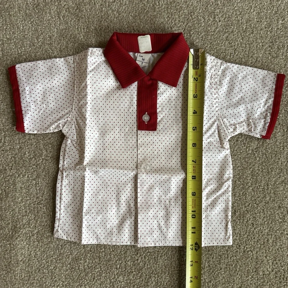 Boys Christmas 1T Short Set 12 Months NOS JCPenney Red & White Shorts Suspenders